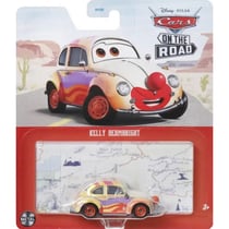 Vehicule cars kelly beambright - voiture miniature jaune et blanche - mattel - hky31