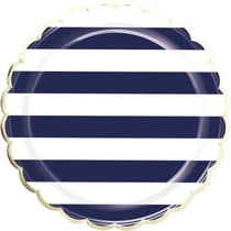 8 Assiettes Festonnées Marinière et Or