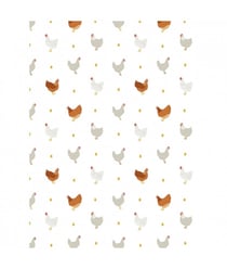 Tissu coton poules de 135 cm de largeur Blanc vendu par 50 cm