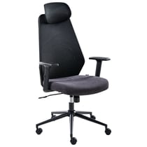 Chaise de Bureau Noire en Maille Accoudoirs Appui-Têtes Hauteur Réglable Base Pivotante Dossier Inclinable