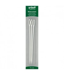 Aiguilles à laine en plastique X 3 de 15 cm - Grundl Ecru