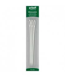 Aiguilles à laine en plastique X 3 de 15 cm - Grundl Ecru