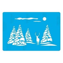 Pochoir plastique souple réutilisable 18,5 x 14,5 cm Fabrika Decoru SAPIN RENNE NEIGE 243