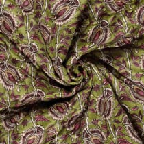 Tissu matelassé imprimé envers uni Fleuris sur fond Vert