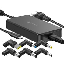 Forcell Chargeur Secteur pour Ordinateur USB-C PD 90W avec 6 Embouts DC Interchangeables Noir