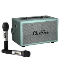 Enceinte Bluetooth Extérieure Sans Fil Avec Karaoké Et Deux Micros Orange Bleu Clair YONIS