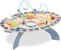 Table D'activités Bois pour Enfants +6 mois - Interactive Sensorielle: cymbales, tambour, animaux