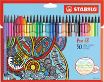 Lot de 6 feutres de coloriage pointe ogive 1,0 mm - STABILO Pen 68 - Assortiment de 30 couleurs