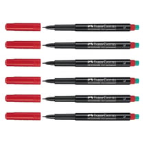 Lot de 6 marqueurs permanents pointe super fine - FABER-CASTELL - Rouge