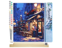 Peinture par Numéro Figured'Art - Café de Nuit Festif - Kit de Loisir Créatif DIY Numéro d'Art Complet - 40x50cm toile roulée + châssis en bois à monter