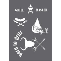 Pochoir de sérigraphie "Grill Master" A4, 1 pochoir+1 spatule,