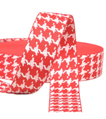 Sangle pied-de-poule 38mm rouge au mètre
