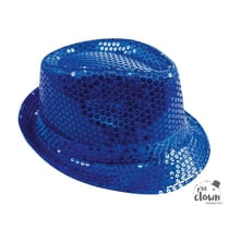 Chapeau à paillettes - Bleu - Borsalino - Déguisement - Disco - Année 80 - Taille unique