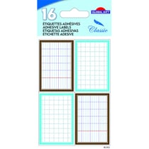 16 étiquettes adhésives scolaires - Rectangles effet cahier - bleu et marron