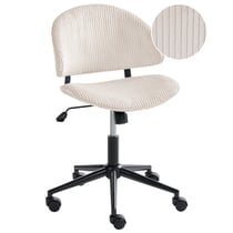 Chaise de Bureau Blanc Cassé en Velours Côtelé Pivotante avec Assise et Dossier Hauteur Réglable Style Moderne