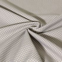 Tissu Popeline de Coton Carmella à pois blanc sur fond Gris - Au mètre