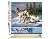 Peinture par Numéro Figured'Art - Couple de Loups - Kit de Loisir Créatif DIY Numéro d'Art Complet - 40x50cm toile roulée + châssis en bois à monter