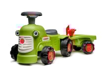 Porteur Tracteur vintage Claas 1er âge avec coffre de rangement, remorque, pelle et râteau - Vert - Dès 12 mois - 100% Fabriqué en France - Contient 90% de plastique recyclé - FALK