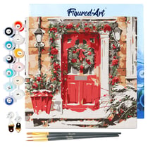 Mini Peinture par Numéro Figured'Art 20x20cm avec cadre Porte Rouge - Petit Format