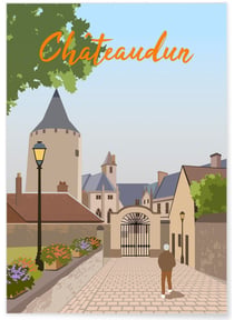Affiche ville Châteaudun | A3 : 29,7x42cm