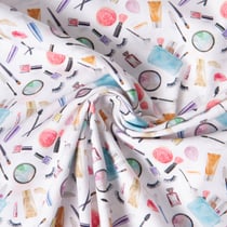 Tissu Coton imprimé Make-up Moments sur fond Blanc