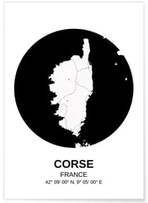 Affiche Carte Corse | A3 : 29,7x42cm