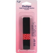 Tresse élastique plate Noir - 20 mm x 1 m
