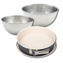 Set pâtisserie avec moule à manqué 27 cm, 2 bols à mixer et 1 spatule Zenker