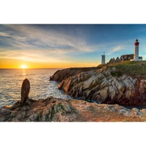 Tableau mural encadré sunset phare Saint-Mathieu 65x97 cm