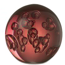 Presse-papier sulfure bordeaux bulles