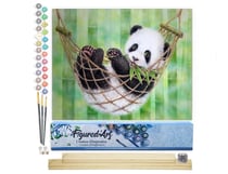 Peinture par Numéro Figured'Art - Panda dans son Hamac - Kit de Loisir Créatif DIY Numéro d'Art Complet - 40x50cm toile roulée + châssis en bois à monter