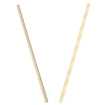 Pailles en papier conviennent p.aliments, rayé beige, 25 pièces