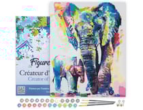 Peinture par Numéro Figured'Art avec Cadre - Eléphants Aquarelle - Kit de Loisir Créatif DIY Numéro d'Art Complet - 40x50cm toile tendue sur châssis