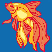 LUC - Kit canevas Soudan Golden Fish 25x25 cm