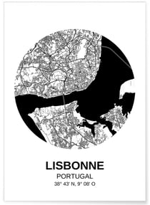 Affiche Carte Lisbonne | A3 : 29,7x42cm