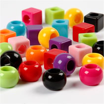 Seau de perles plastique, dim. 11 mm, diamètre intérieur 7 mm, ass. de couleurs, 1000 gr, 1700 ml/ 1 Pq.
