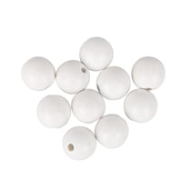 Perles en bois Blanc mat 2,5 cm 6 pièces