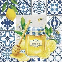 4 serviettes en papier découpage collage 33 cm MIEL CITRON ABEILLE FR 109