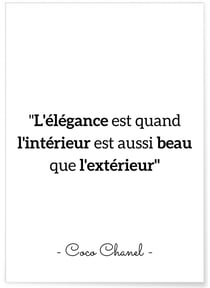 Affiche Coco Chanel : 'L'élégance est quand...' | A3 : 29,7x42cm