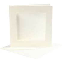 Cartes et enveloppes carrées avec cadre - Blanc - 12,5 x 12,5 cm - 10 pcs