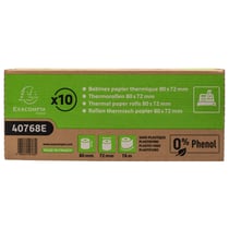 Bobine pour tickets de caisse 80x72mm - 76m - 1 pli thermique 48g/m2 sans phénol et sans plastique - Blanc - x 30 - Exacompta