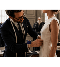 Bracelet pelote métallique velours bleu marine Bohin