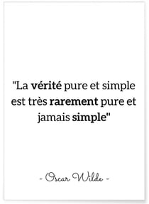 Affiche Oscar Wilde 'La vérité pure et simple...' | A3 : 29,7x42cm