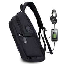 Sac à Dos Ordinateur Portable 15,6 Pouces USB Prise Casque Verrou Antivol Noir YONIS