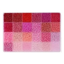 Boite de perles en verre de rocaille assorties 24 couleurs différentes 3 mm Tons ROSE ROUGE 01