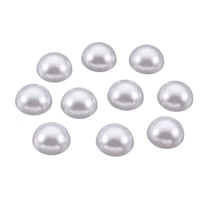 30 PERLES CABOCHON Demi Rond à coller acrylique Blanc NACRE 12 mm - Dos Plat - Creation Diy