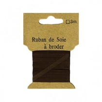 Ruban de soie à broder 7mm de 3 mètres Marron
