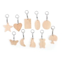 Graine Créative - Porte-clés Formes assorties en bois (10 pièces)