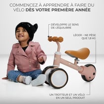 Draisienne CUTIE rose clair - Tricycle et Trotteur 3 en 1 pour Enfants