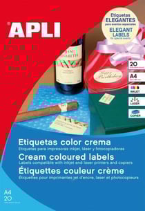Étiquettes crème permanentes 97,0 x 67,7 20 feuilles